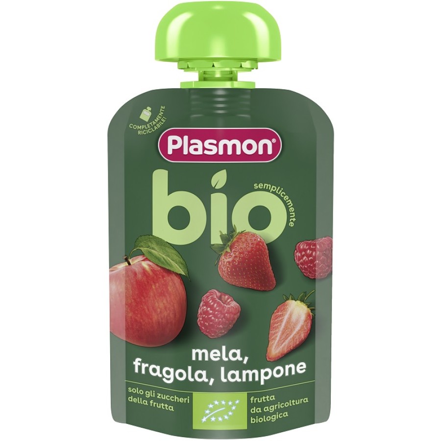 PLASMON MELA FRAGOLA LAMPONE BIO POUCHES 100 G PLASMON MELA FRAGOLA LAMPONE BIO POUCHES 100 G