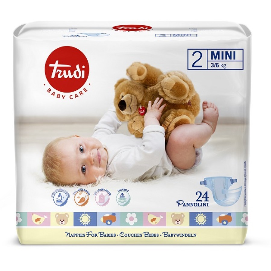 TRUDI BABY CARE PANNOLINI MINI 3/6 KG 24 PEZZI TRUDI BABY CARE PANNOLINI MINI 3/6 KG 24 PEZZI