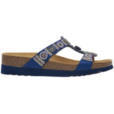 NEW BOGOTA' WEDGE SATIN+BEADS W NAVY BLUE/MULTI 35