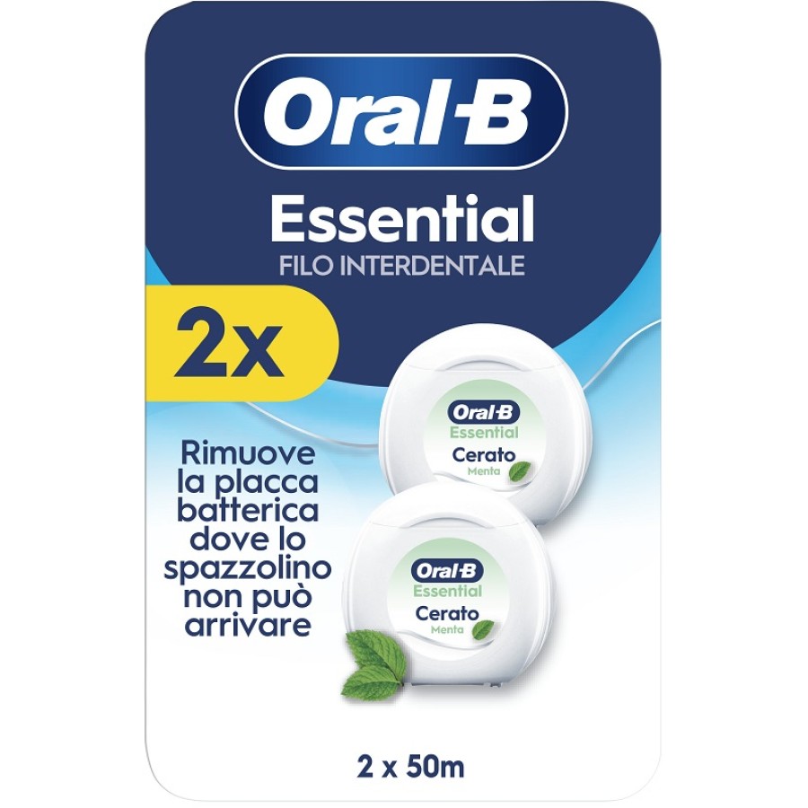 ORAL-B ESSENTIAL FILO INTERDENTALE CERATO MENTA 2 PEZZI DA 50 M ORAL-B ESSENTIAL FILO INTERDENTALE CERATO MENTA 2 PEZZI DA 50 M