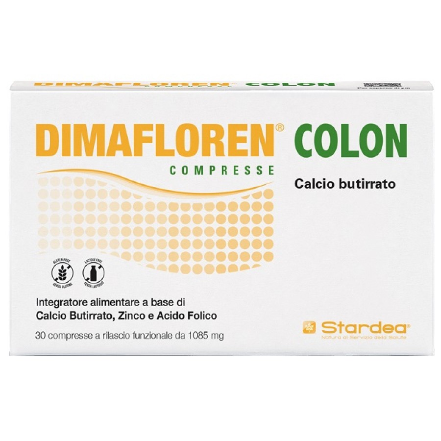DIMAFLOREN COLON 30 COMPRESSE A RILASCIO FUNZIONALE 1085 MG SENZA GLUTINE SENZA LATTOSIO