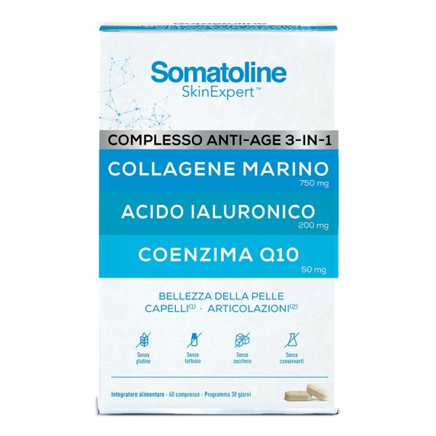SOMATOLINE COMPLESSO ANTI AGE 3IN1 60 COMPRESSE SENZA GLUTINE SENZA LATTOSIO SOMATOLINE COMPLESSO ANTI AGE 3IN1 60 COMPRESSE SENZA GLUTINE SENZA LATTOSIO