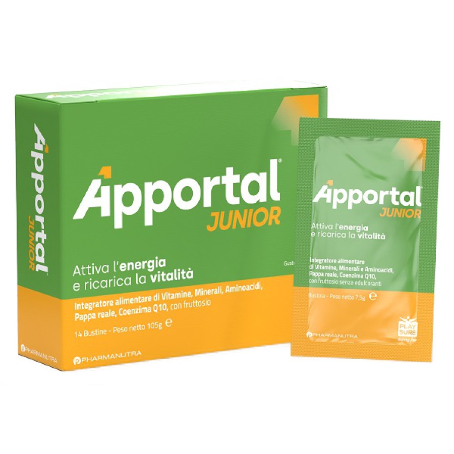 APPORTAL JUNIOR 14 BUSTINE DA 7,5 G GUSTO ARANCIA E PASSION FRUIT CON FRUTTOSIO SENZA GLUTINE SENZA LATTOSIO