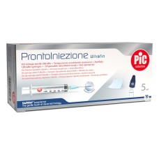 PRONTOINIEZIONE ULTRAFIN KIT SIRINGA STERILE 5 ML GAUGE 23 10 PEZZI + TAMPONCINO ASSORBENTE MONOUSO + APRIFIALA
