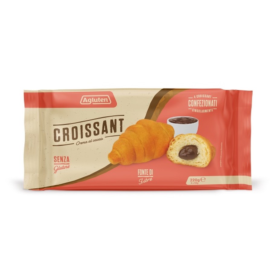 AGLUTEN CROISSANT CREMA CACAO 4 PEZZI DA 55 G