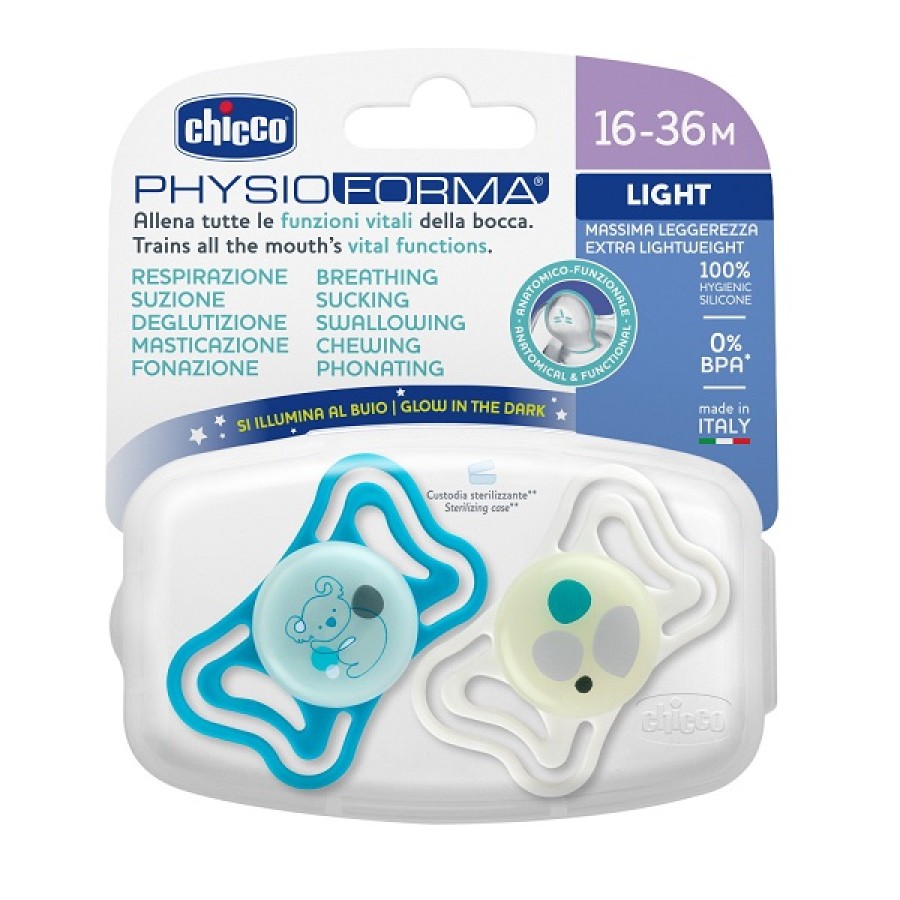 CHICCO SUCCHIETTO LIGHT LUMI SILICONE 16-36M 2 PEZZI