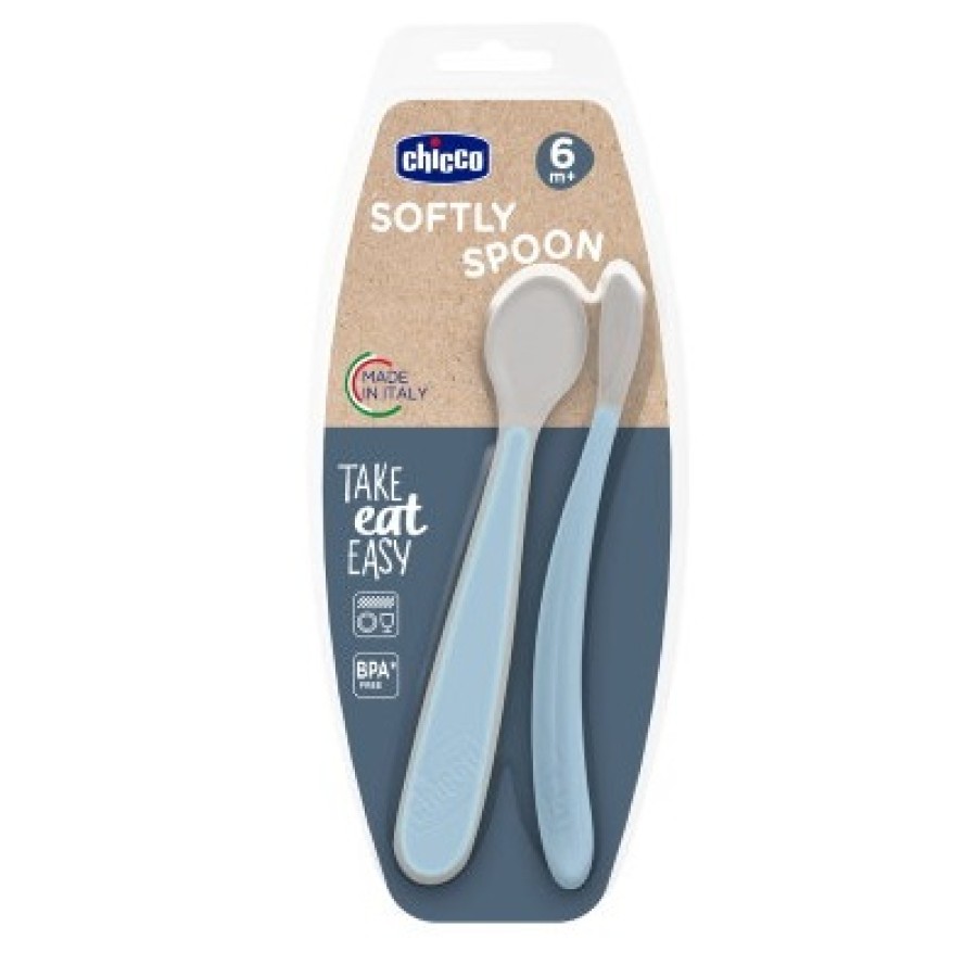 CHICCO CUCCHIAIO IN SILICONE DOPPIO AZZURRO 6M+