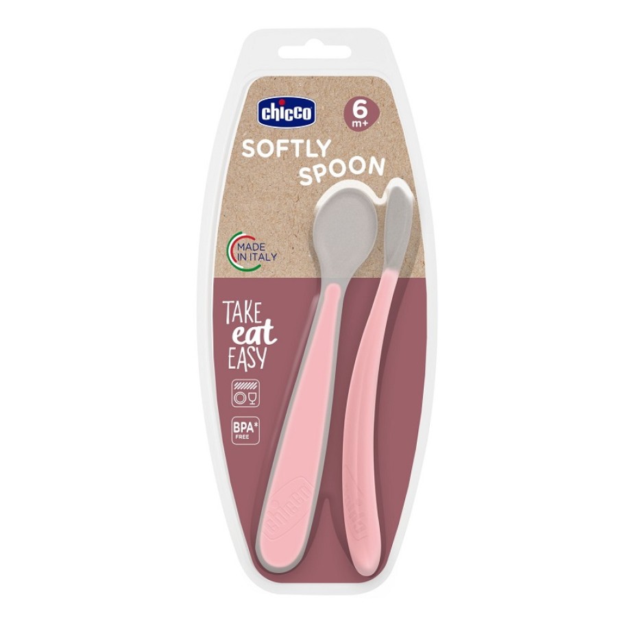 CHICCO CUCCHIAIO IN SILICONE DOPPIO ROSA 6M+