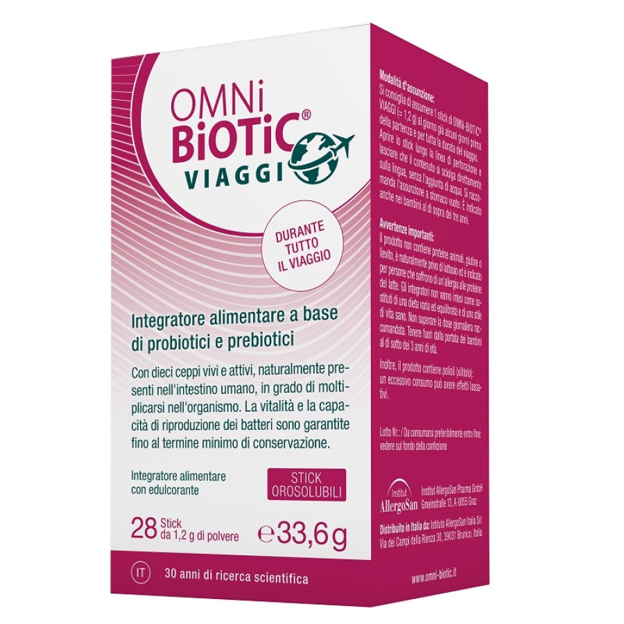 OMNI BIOTIC VIAGGI 28 STICK OROSOLUBILI DA 1,2 G CON EDULCORANTE SENZA GLUTINE SENZA LATTOSIO