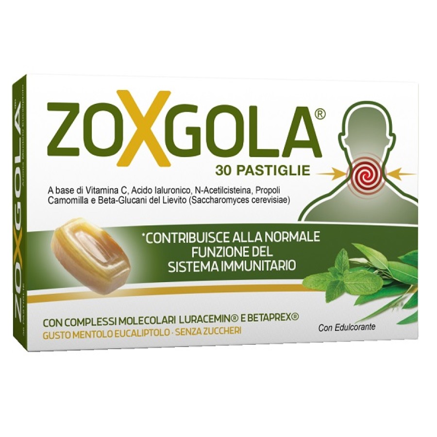 ZOXGOLA MENTOLO EUCALIPTOLO 30 PASTIGLIE CON EDULCORANTE SENZA ZUCCHERI SENZA GLUTINE NATURALMENTE PRIVO DI LATTOSIO ZOXGOLA MENTOLO EUCALIPTOLO 30 PASTIGLIE CON EDULCORANTE SENZA ZUCCHERI SENZA GLUTINE NATURALMENTE PRIVO DI LATTOSIO