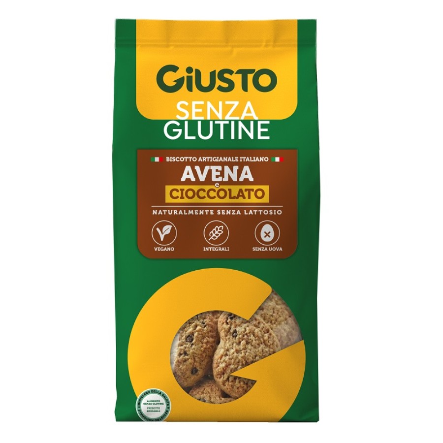 GIUSTO SENZA GLUTINE BISCOTTI AVENA E CIOCCOLATO 200 G SENZA UOVA