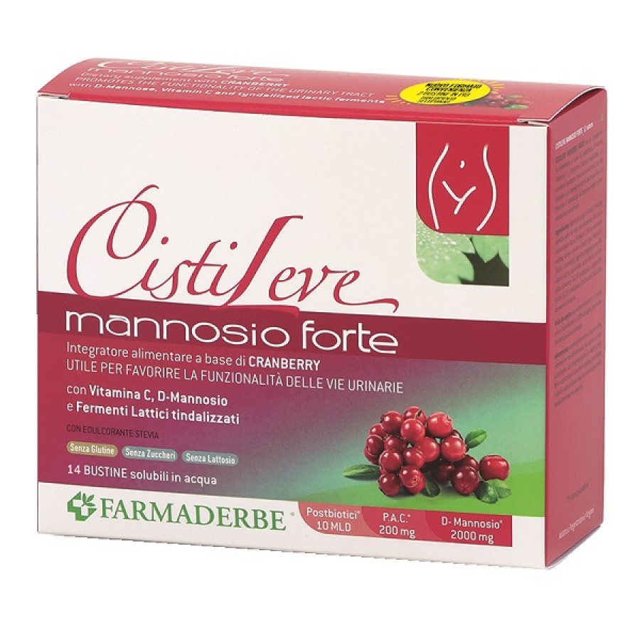 CISTILEVE MANNOSIO FORTE 14 BUSTINE DA 3 G AROMA NATURALE FRUTTI ROSSI CON EDULCORANTE STEVIA SENZA ZUCCHERI SENZA GLUTINE SENZA LATTOSIO