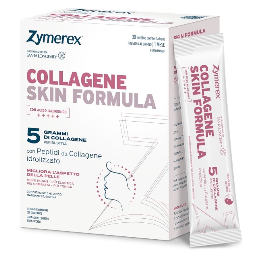 ZYMEREX COLLAGENE SKIN FORMULA 30 BUSTINE DA 15 ML CON EDULCORANTE SENZA GLUTINE SENZA LATTOSIO