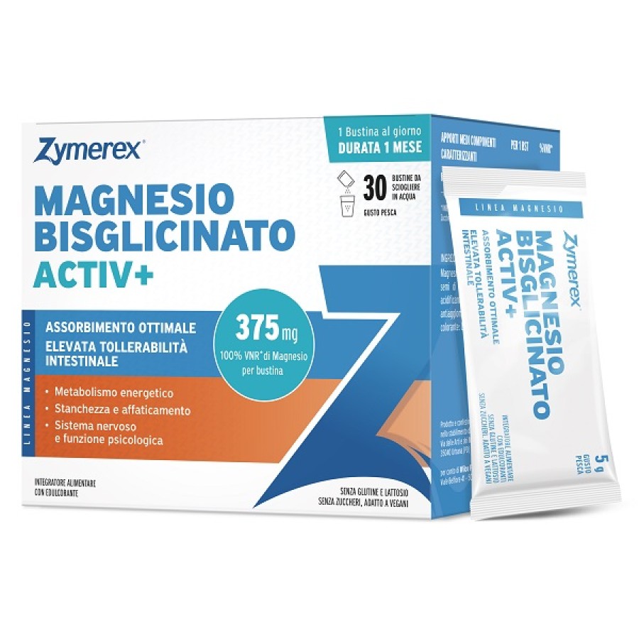ZYMEREX MAGNESIO BISGLICINATO 30 BUSTINE SENZA GLUTINE SENZA LATTOSIO CON EDULCORANTE