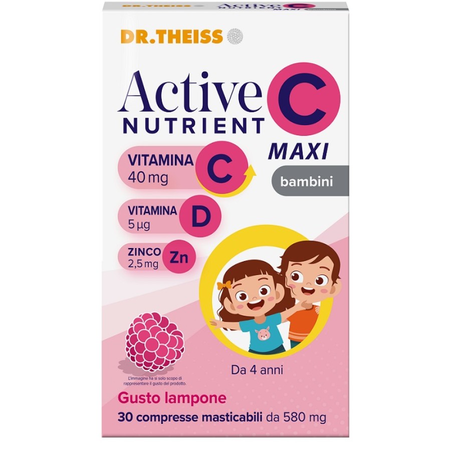 DR THEISS ACTIVE NUTRIENT C MAXI BAMBINI 30 COMPRESSE MASTICABILI 500 MG GUSTO LAMPONE CON EDULCORANTI DR THEISS ACTIVE NUTRIENT C MAXI BAMBINI 30 COMPRESSE MASTICABILI 500 MG GUSTO LAMPONE CON EDULCORANTI