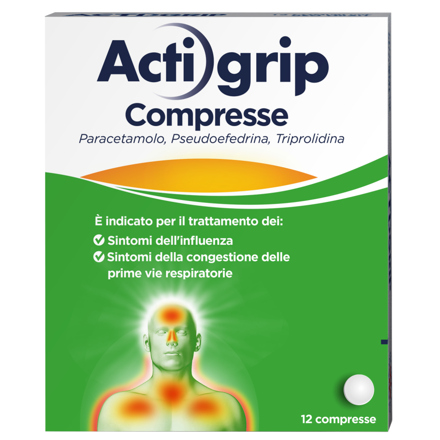 ACTIGRIP 12 COMPRESSE 2,5 + 60 + 500 MG