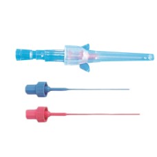 AGO CANNULA MONOVIA 20 GAUGE 0,9X25MM IN ACCIAIO INOX CON SILICONATURA ESTERNA, TAPPO LUER LOCK E ALETTE LATERALI COLORE BLU