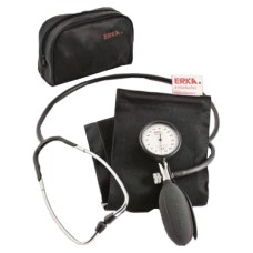 SFIGMOMANOMETRO ANEROIDE KOBITEST ERKA CON FONENDOSCOPIO INCORPORATO NEL BRACCIALE MANOMETRO DI PRECISIONE IN ALLUMINIO ANODIZZATO  SCARICO DELL'ARIA TRAMITE VALVOLA A VITE
