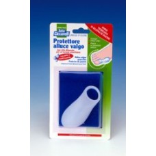 PROTETTORE ALLUCE VALGO REALIZZATO IN GEL DI SILICONE BIANCOSEMITRASPARENTE SAGOMATO PER AVVOLGERE LA PARTE DOLENTE E SENSIBILE DELL'ALLUCE IGIENEPIEDE 1 PEZZO