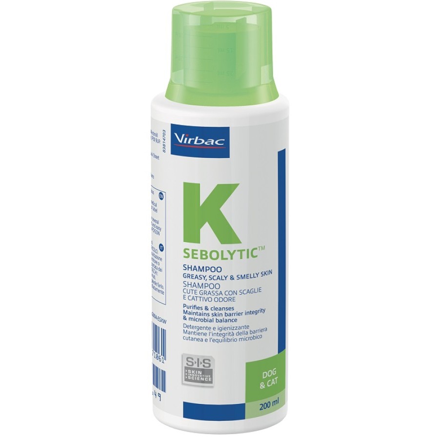 SEBOLYTIC SHAMPOO CUTE GRASSA CON SCAGLIE E CATTIVO ODORE CANE E GATTO 200 ML