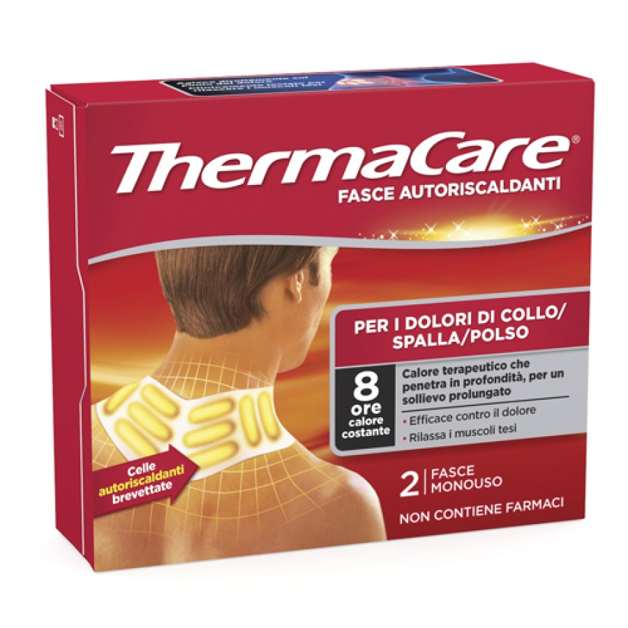 FASCE AUTORISCALDANTI A CALORE TERAPEUTICO THERMACARE COLLO SPALLA POLSO 2 PEZZI