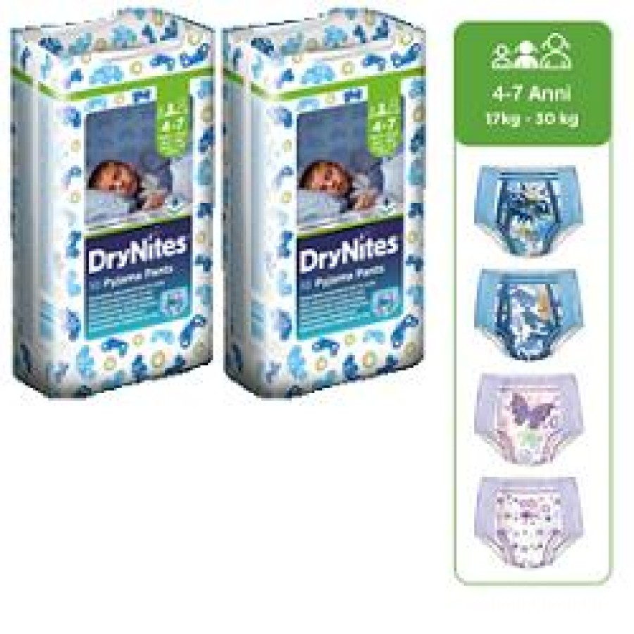 HUGGIES DRYNITES GIRL PYJAMA PANTS 4/7 ANNI M 17/30KG PACCO SINGOLO 10 PEZZI