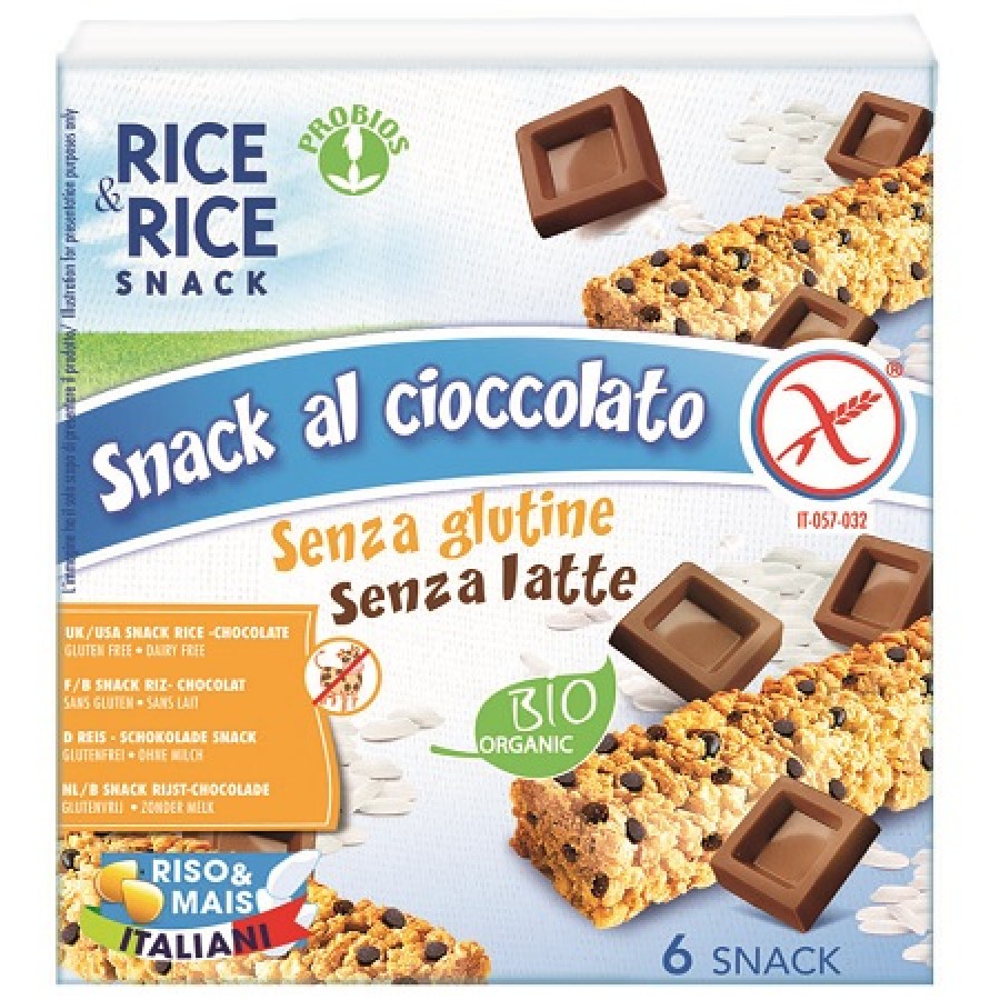 RICE&RICE SNACK DI RISO AL CIOCCOLATO 6 X 21 G SENZA LIEVITO