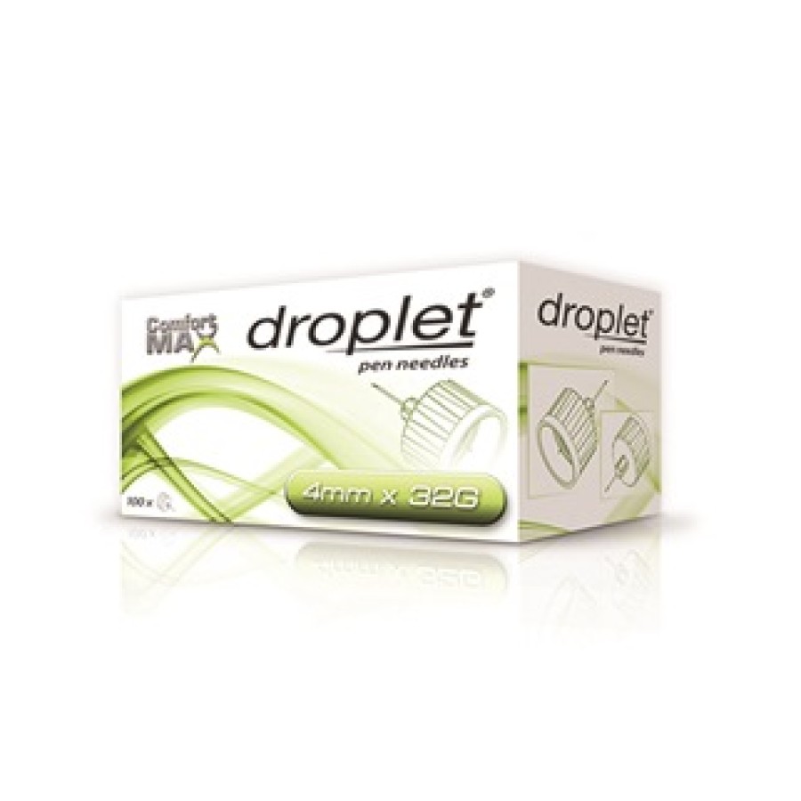 AGO PER PENNA DA INSULINA DROPLET COMFORT MAX 32 GAUGE 4 MM 100 PEZZI