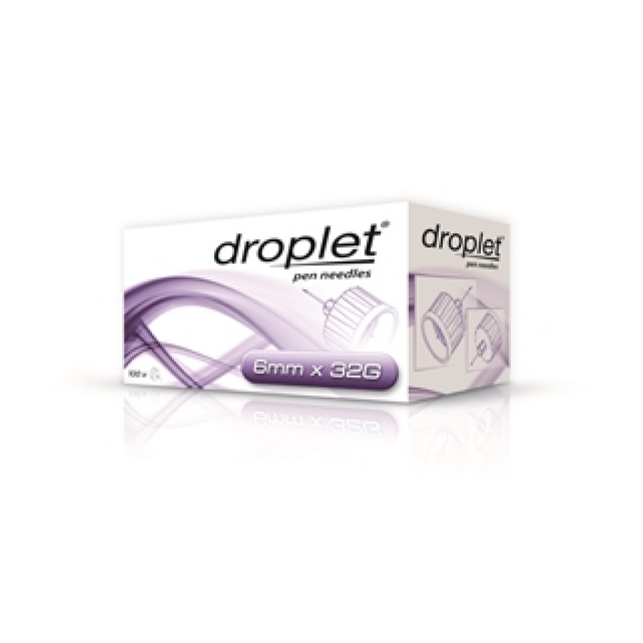 AGO PER PENNA DA INSULINA DROPLET 32 GAUGE 6 MM 100 PEZZI