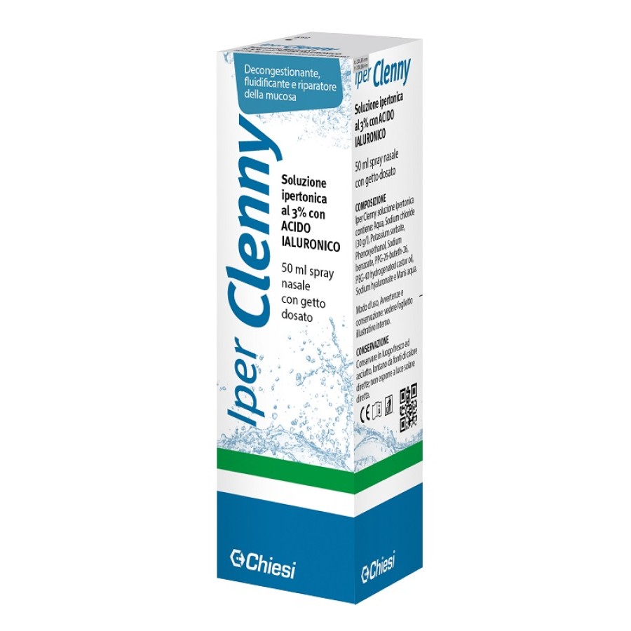 IPER CLENNY SPRAY NASALE GETTO DOSATO SOLUZIONE IPERTONICA 3% SODIO CLORURO 30 G/L CON ACIDO IALURONICO 50 ML