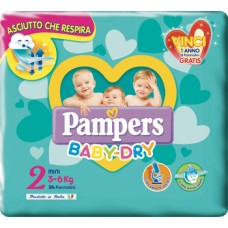 PANNOLINI PER BAMBINI PAMPERS BABY DRY DOWNCOUNT NO FLASH MINI 24 PEZZI BUONO SCONTO