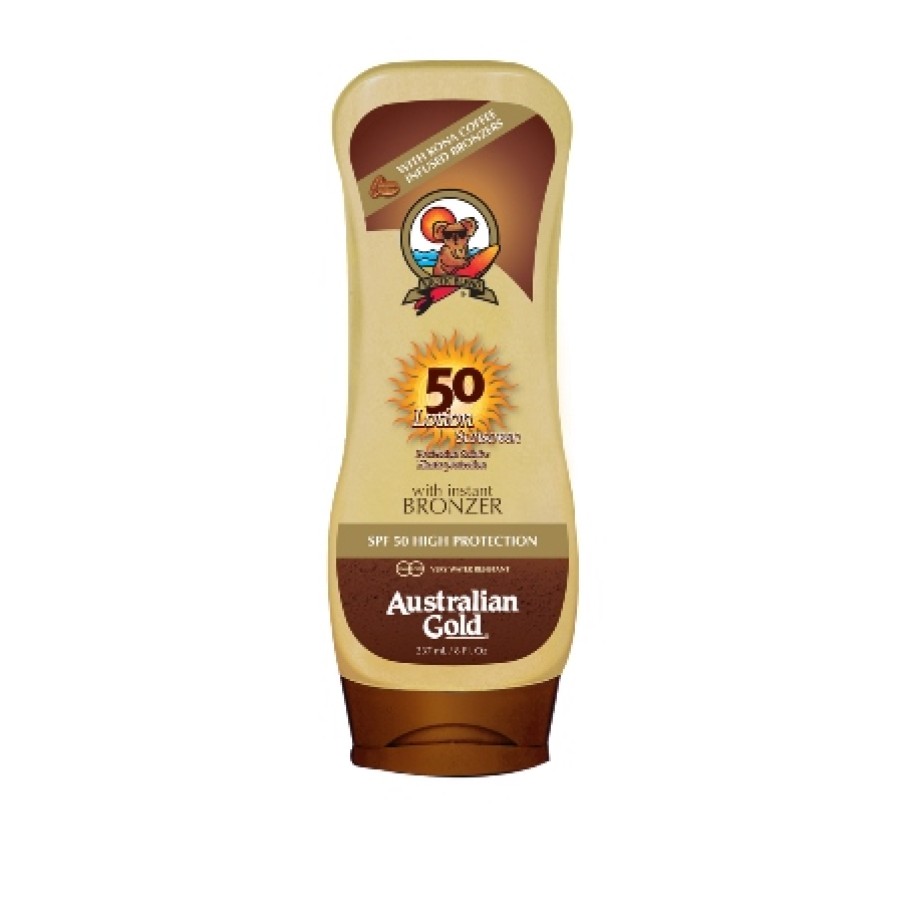 AUSTRALIAN GOLD SPF50 LOTION LOZIONE SOLARE CON BRONZER