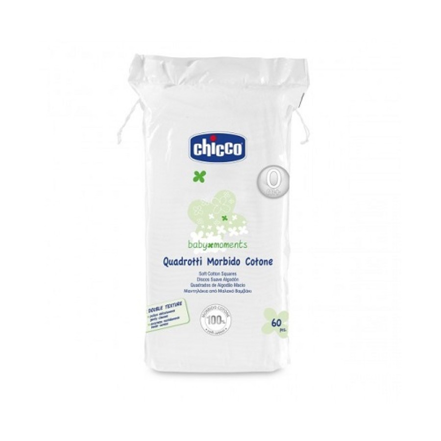 CHICCO BABY MOMENTS QUADROTTI MORBIDO COTONE 60 PEZZI