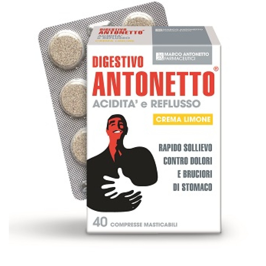 DIGESTIVO ANTONETTO ACIDITA' E REFLUSSO CREMA AL LIMONE 40 COMPRESSE MASTICABILI