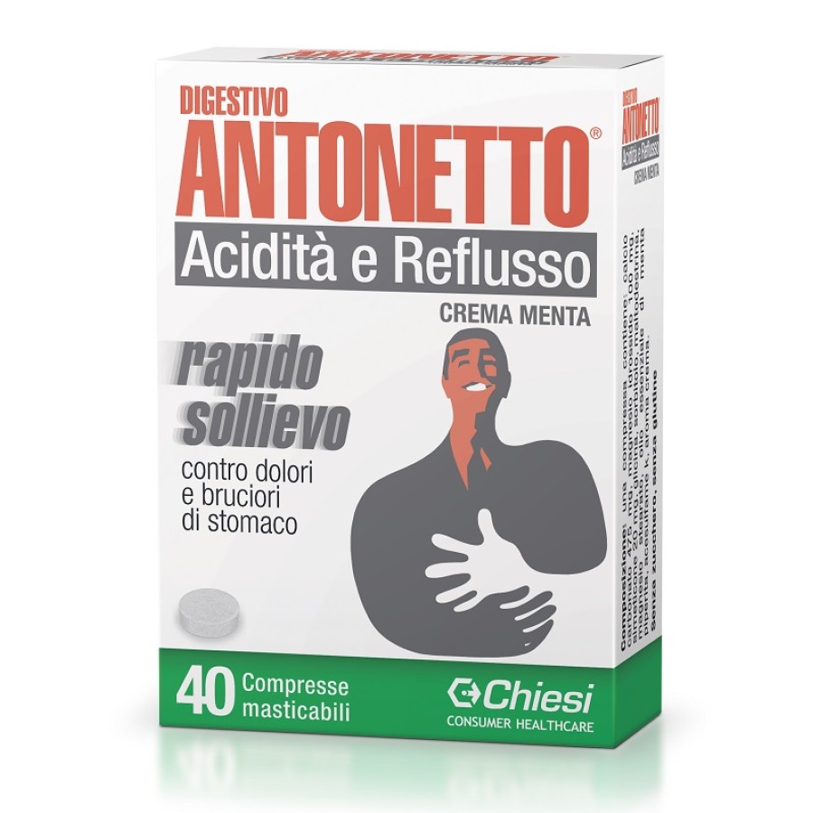DIGESTIVO ANTONETTO ACIDITA' E REFLUSSO CREMA ALLA MENTA 40 COMPRESSE MASTICABILI