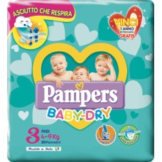 PAMPERS BABY DRY DOWNCOUNT MIDI 20 PEZZI