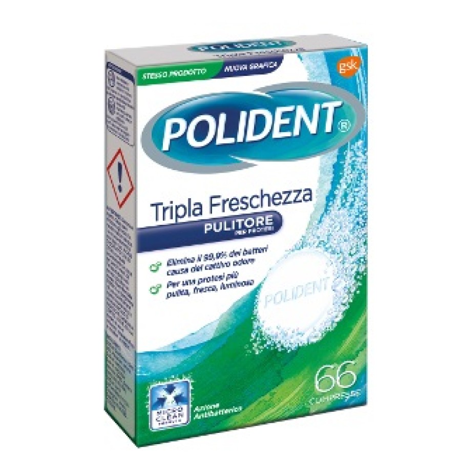 POLIDENT TRIPLA FRESCHEZZA 66 COMPRESSE