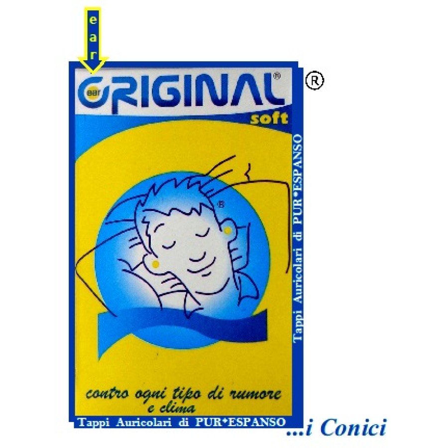 EAR ORIGINAL PLUGS DI PUR ESPANSO 6 PEZZI TAPPI AURICOLARI IN FORMA CONICA