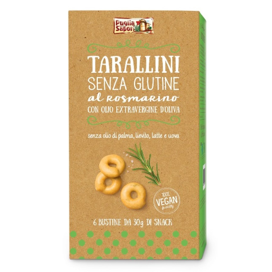 PUGLIA SAPORI TARALLINI ROSMARINO CON OLIO EXTRAVERGINE DI OLIVA 6 PEZZI 30 G
