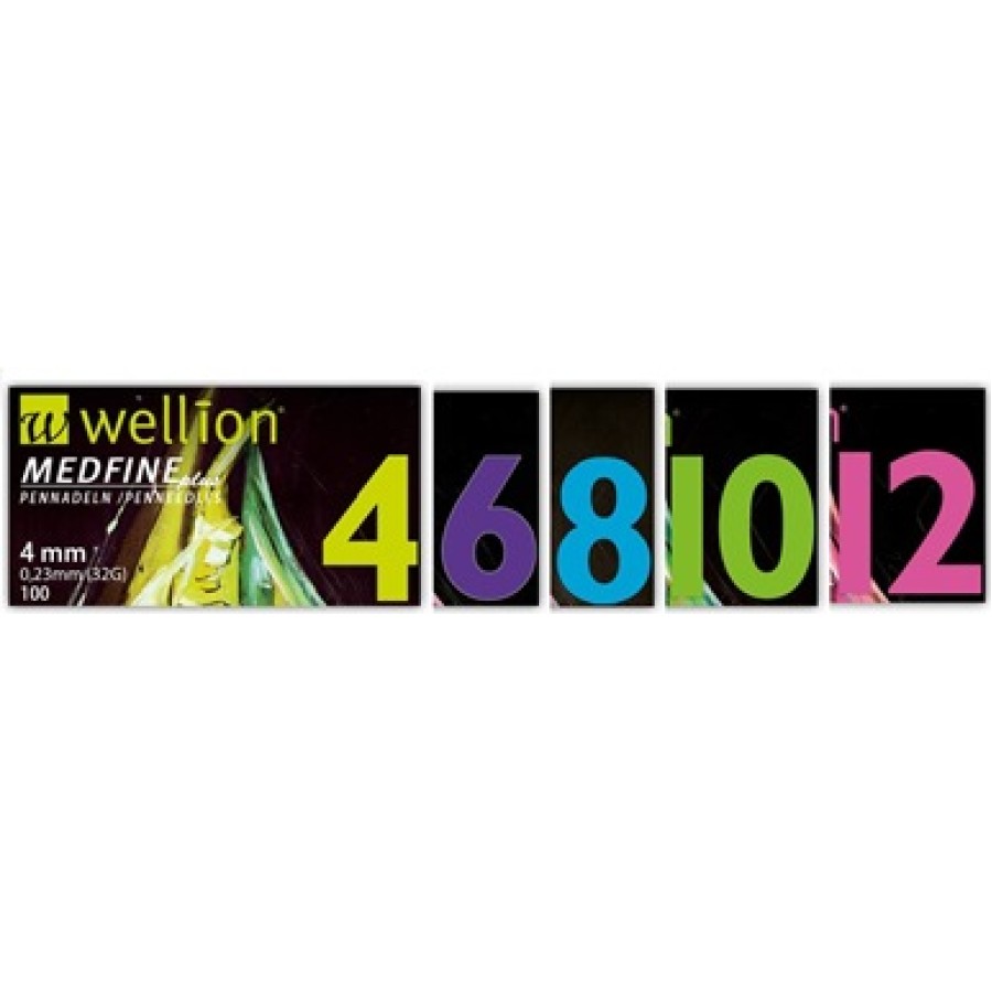 AGO PER PENNA DA INSULINA WELLION MEDFINE PLUS 4 32 GAUGE LUNGHEZZA 4 MM 100 PEZZI
