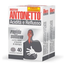 DIGESTIVO ANTONETTO ACIDITA' E REFLUSSO 80 COMPRESSE MASTICABILI 2 ASTUCCI DA 40 COMPRESSE
