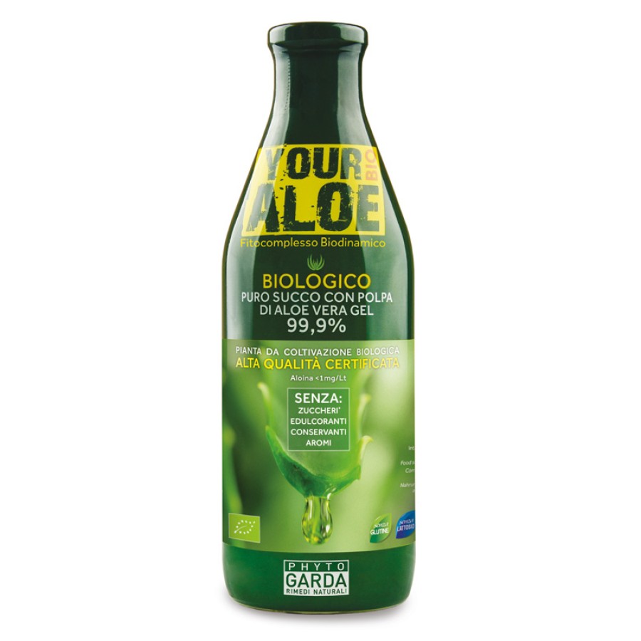 YOUR ALOE BIO PURO SUCCO CON POLPA DI ALOE VERA GEL 99,9% 1 LITRO SENZA ALOINA