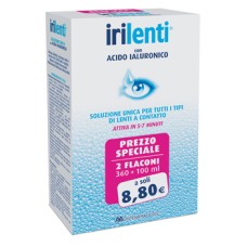 SOLUZIONE UNICA PER LENTI A CONTATTO IRILENTI CON ACIDO IALURONICO 2 FLACONI DA 360 ML + 100 ML