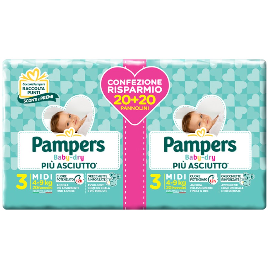 PAMPERS BABY DRYDUO DWCT MIDI 40 PEZZI