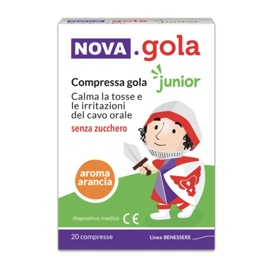 NOVA GOLA JUNIOR ARANCIA 20 COMPRESSE SENZA ZUCCHERO