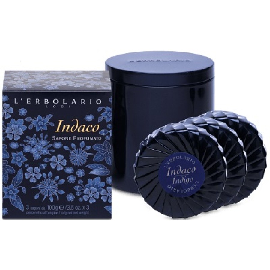 INDACO SAPONE PROFUMO EDIZIONE LIMITATA SCATOLA LATTA 3 PEZZI 100 G