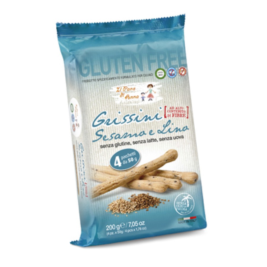 IL PANE DI ANNA GRISSINI CON SESAMO E LINO SENZA LATTE 200 G