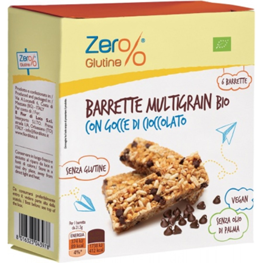 ZERO% GLUTINE BARRETTE MULTIGRAIN CON GOCCE DI CIOCCOLATO 6 X 21,5 G