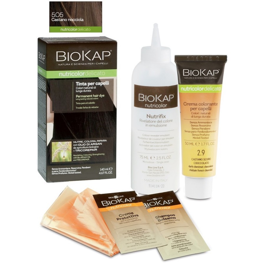 BIOKAP NUTRICOLOR DELICATO 5,05 CASTANO NOCCIOLA TINTA TUBO + FLACONE