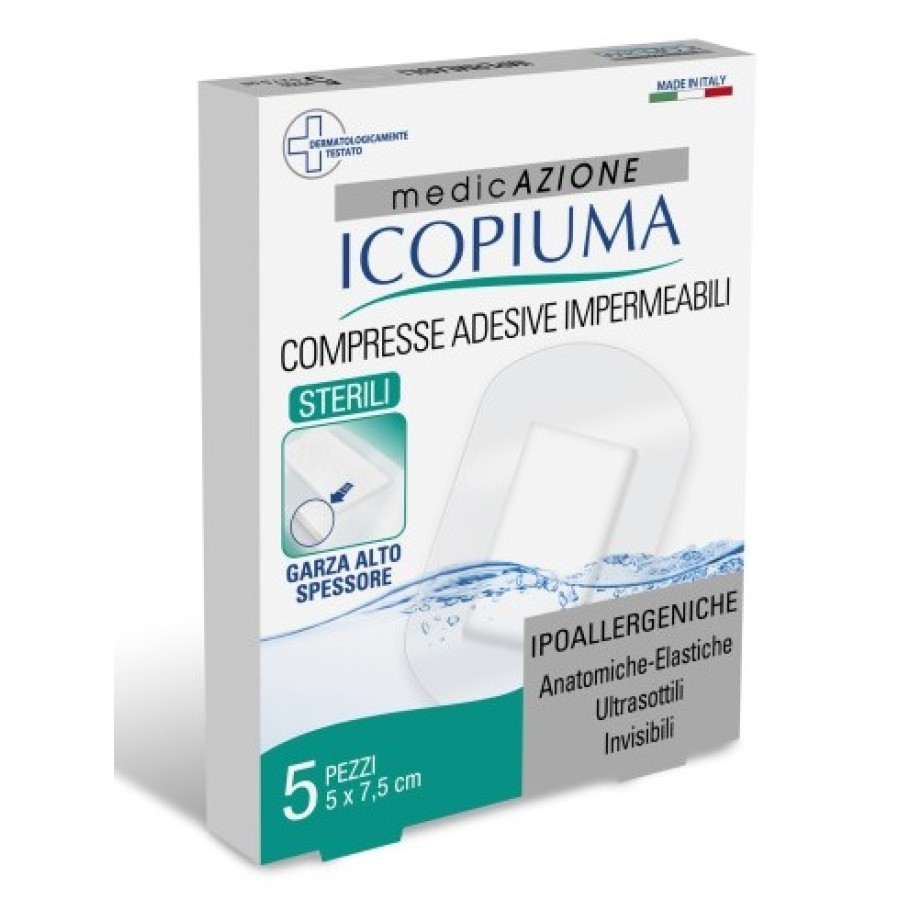 GARZA COMPRESSA ICOPIUMA MEDICATA POSTOPERATORIA 5X7,5 CM 5 PEZZI